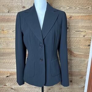 Ann Taylor Seasonless Blazer Jacket Black Notched Long Sleeve Size 4
